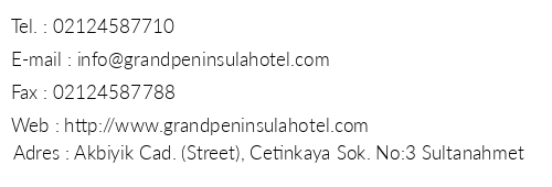 Hotel Grand Peninsula telefon numaralar, faks, e-mail, posta adresi ve iletiim bilgileri